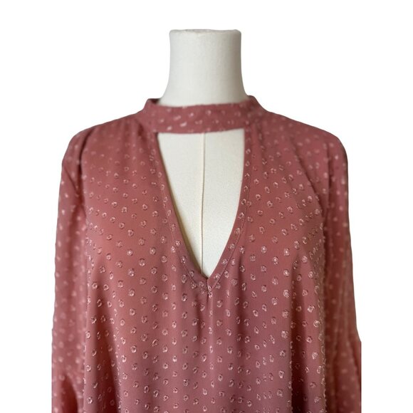 NWT Small Band Of Gypsies Blush Mauve Polka Dot Blouse Polyester - Picture 5 of 12